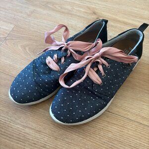 Toms Del Ray Lace Up Polka Dot Sneakers Blue Pink Women’s Size 9